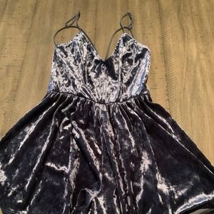 Charcoal Grey Backless Velvet Romper
